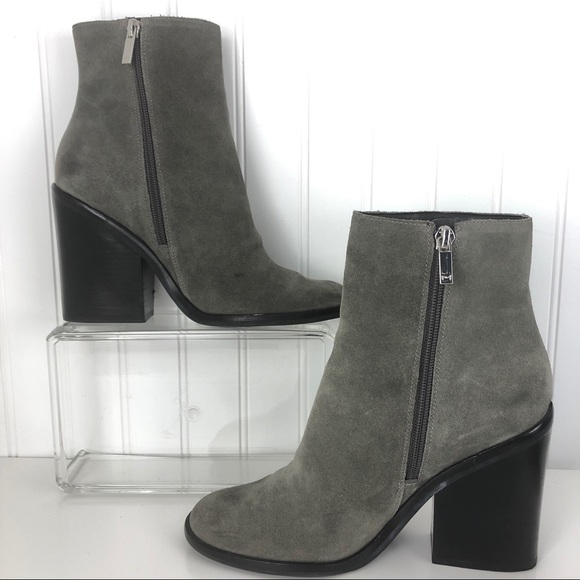 Marc Fisher Mena Gray Suede Block Heel Boot 7.5 - Picture 1 of 8
